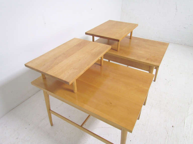 American Pair of Two-Tiered Planner Group Side Tables by Paul McCobb