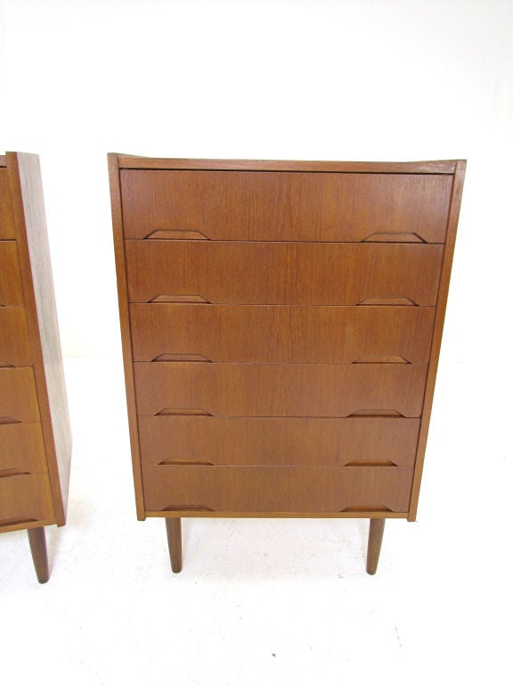 Mid-20th Century Pair of Danish Teak Dressers by Svend Langkilde ca. 1950s