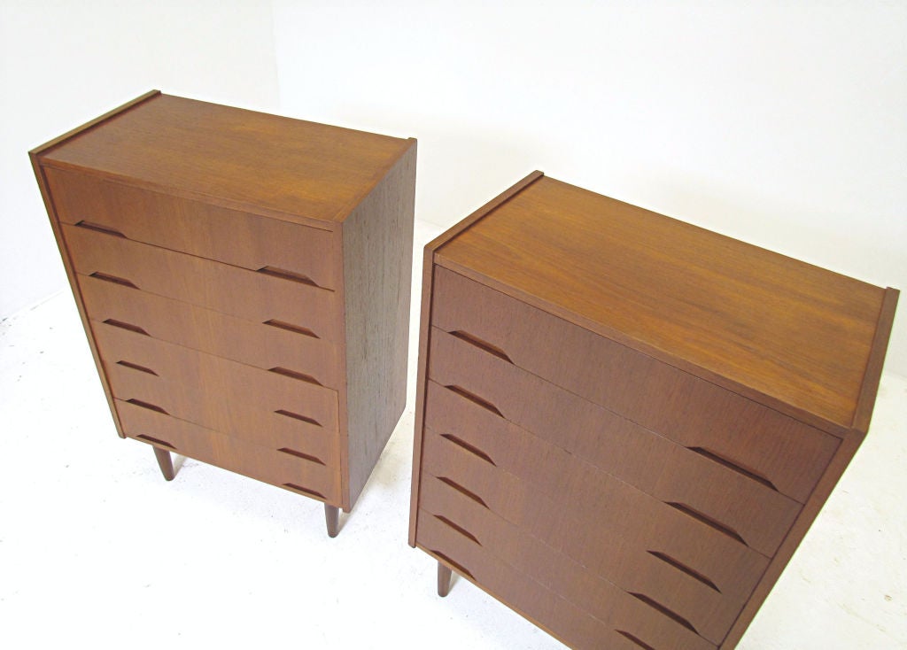 Pair of Danish Teak Dressers by Svend Langkilde ca. 1950s 3