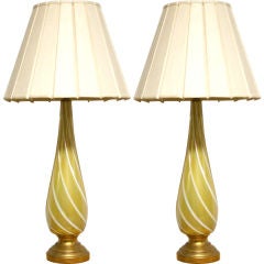Pair of Italian Murano Glass Table Lamps ca. 1960s