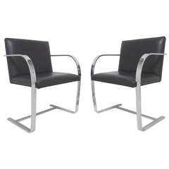 Pair of Flat Bar Cantilever Brno Chairs by Mies Van Der Rohe