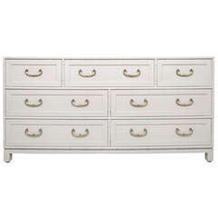 Hollywood Regency Faux Bamboo Dresser with Brass Hardware