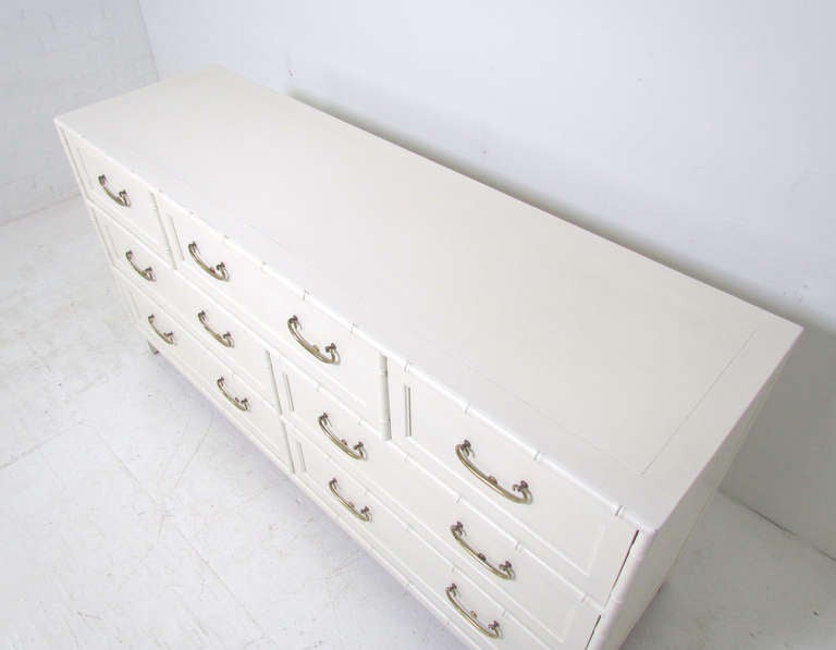 Hollywood Regency Faux Bamboo Dresser with Brass Hardware at 1stDibs