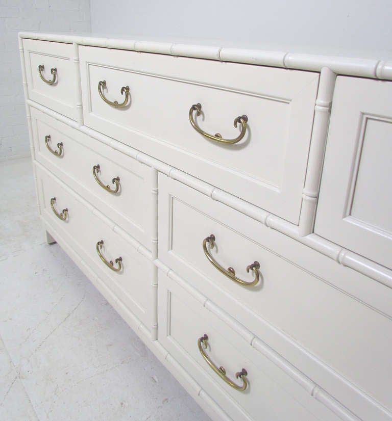 Hollywood Regency Faux Bamboo Dresser with Brass Hardware at 1stDibs