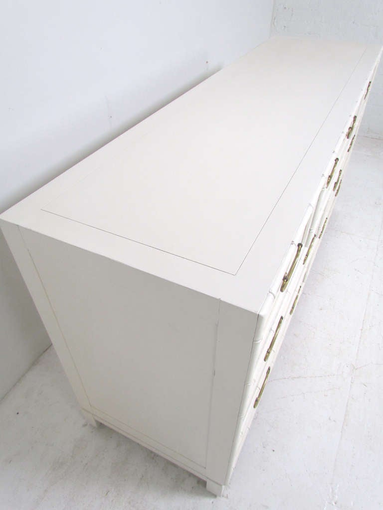 Hollywood Regency Faux Bamboo Dresser with Brass Hardware at 1stDibs