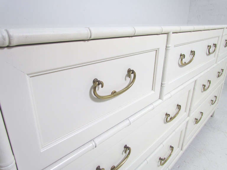 Hollywood Regency Faux Bamboo Dresser with Brass Hardware at 1stDibs
