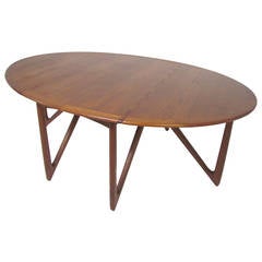 Danish Teak Gate Leg Drop-Leaf Oval Dining Table by Kurt Ostervig