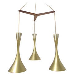 Mid-Century Tri-Cone Pendant Light in the Manner of Paavo Tynell