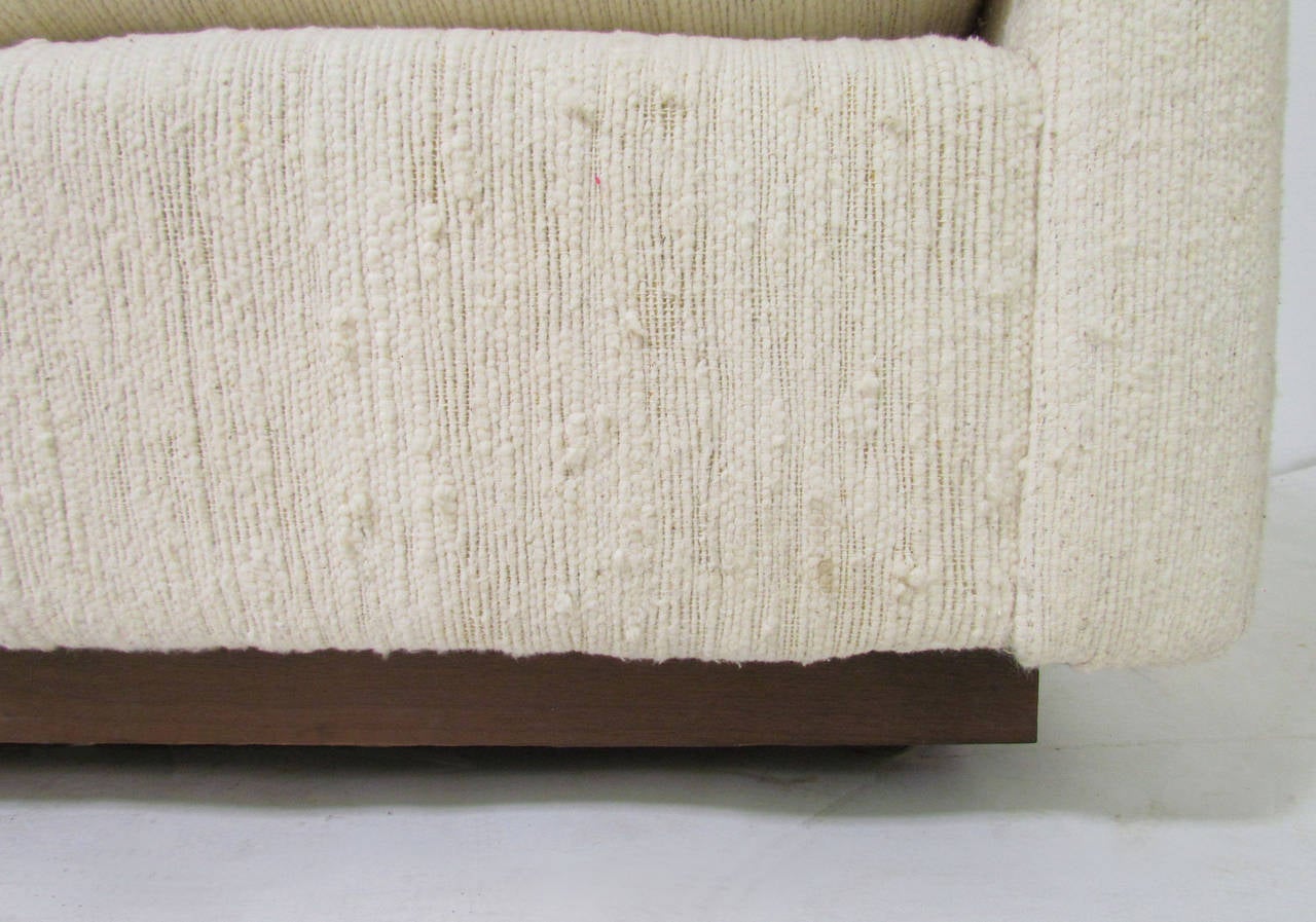 American Modernist Milo Baughman Floating Tuxedo Three-Seat Sofa with Walnut Base