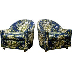 Pair of Sloped Back Lounge Chairs ca. 1970s