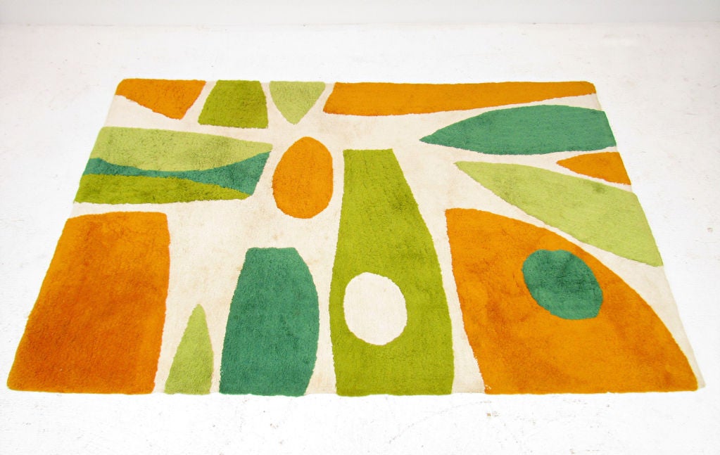 Modernist abstract area rug with bold pattern, ca. 1960s.