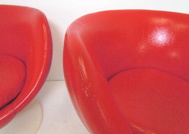 Upholstery Pair of Space Age Swivel Lounge Chairs by Joe Colombo d. 1972