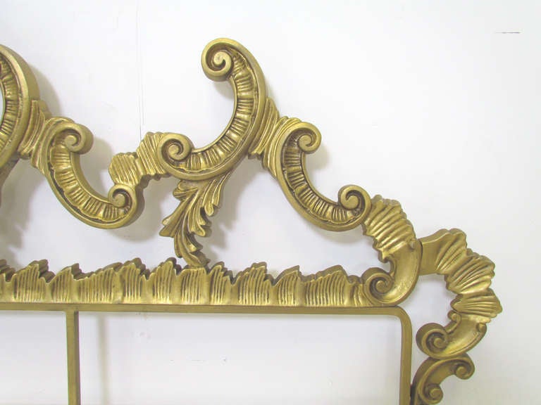 Vintage Louis XV Rococo Style Mid-Century King Headboard In Good Condition In Peabody, MA