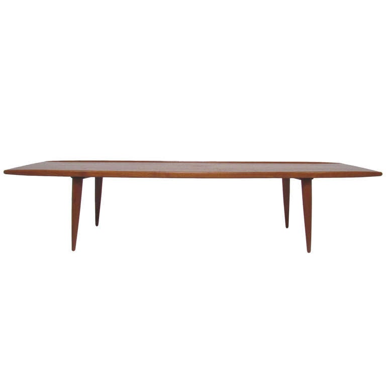 Danish Teak Coffee Table with Carved Edges by Moreddi