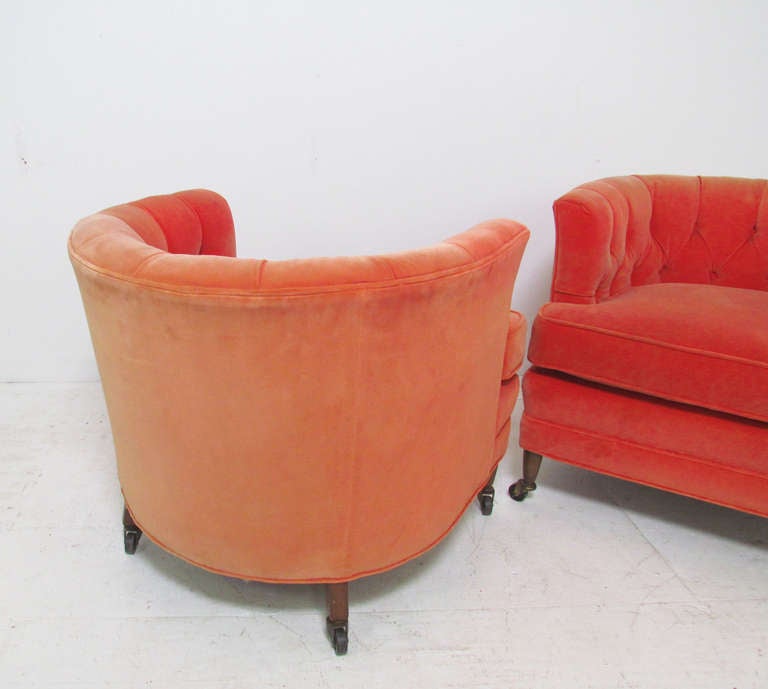 Mid-Century Modern Pair of Barrel Form Lounge Chairs by Schoonbeck