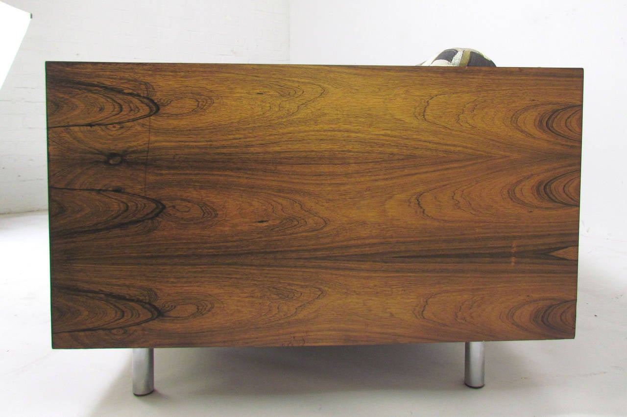 Mid-Century Modern Rosewood Cased Tuxedo Three-Seat Sofa by Milo Baughman