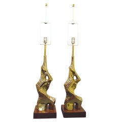 Pair of Abstract Sculptural Table Lamps by Laurel, ca. 1960s