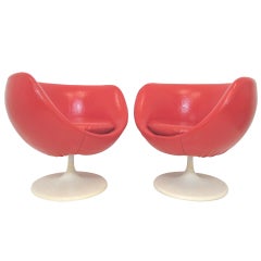 Pair of Space Age Swivel Lounge Chairs by Joe Colombo d. 1972