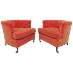 Pair of Barrel Form Lounge Chairs by Schoonbeck