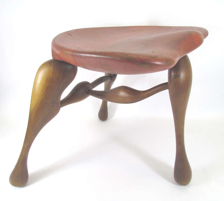 Sculptural American Studio Craft Stool by Ron Curtis, d. 1981