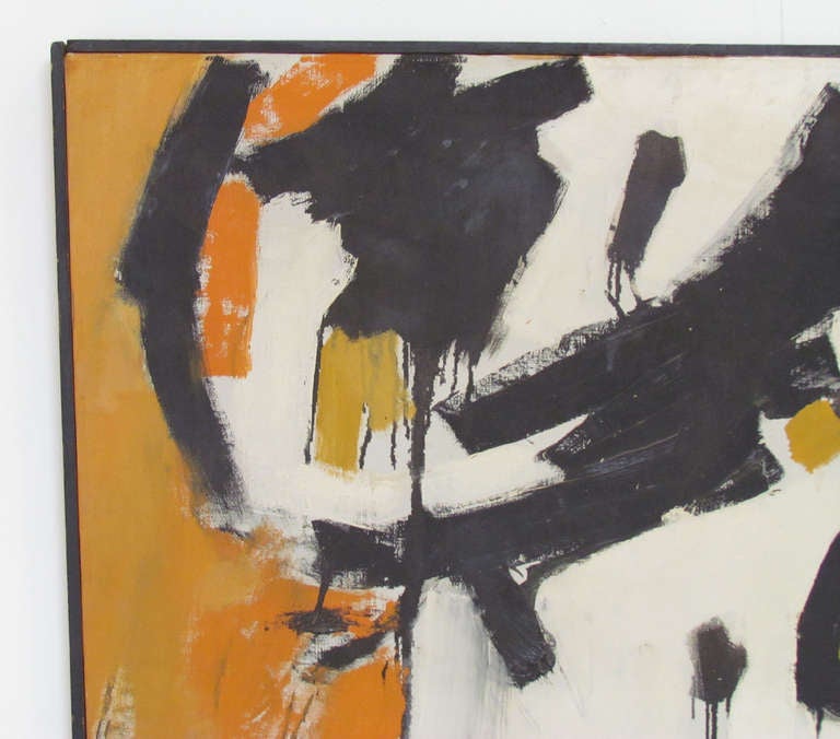 Mid-Century Modern Panoramic Abstract Expressionist Painting in the Manner of Franz Kline ca. 1960s