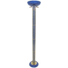 Italian Lapis Enamel Floor Lamp with Brass Whippet Heads 6