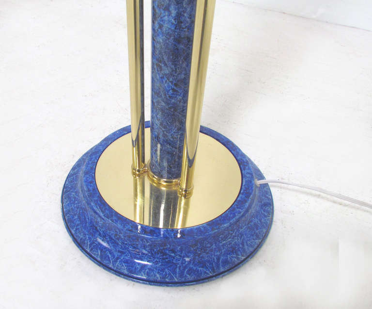 Italian Lapis Enamel Floor Lamp with Brass Whippet Heads 2