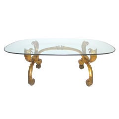 Retro Hollywood Regency Ornate Gilt Writing Table ca. 1950s