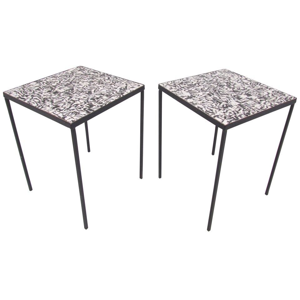 Modernist Black & White Tile Occasional Tables ca. 1960s