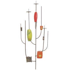 Wirework Wall Sculpture with Enamel Elements, circa 1960s