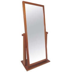 Retro Danish Teak Full Length Pivoting Cheval Mirror by Pedersen & Hansen