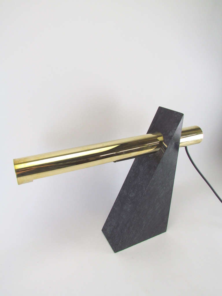 Modern Marble and Brass Desk Lamp by Robert Sonneman