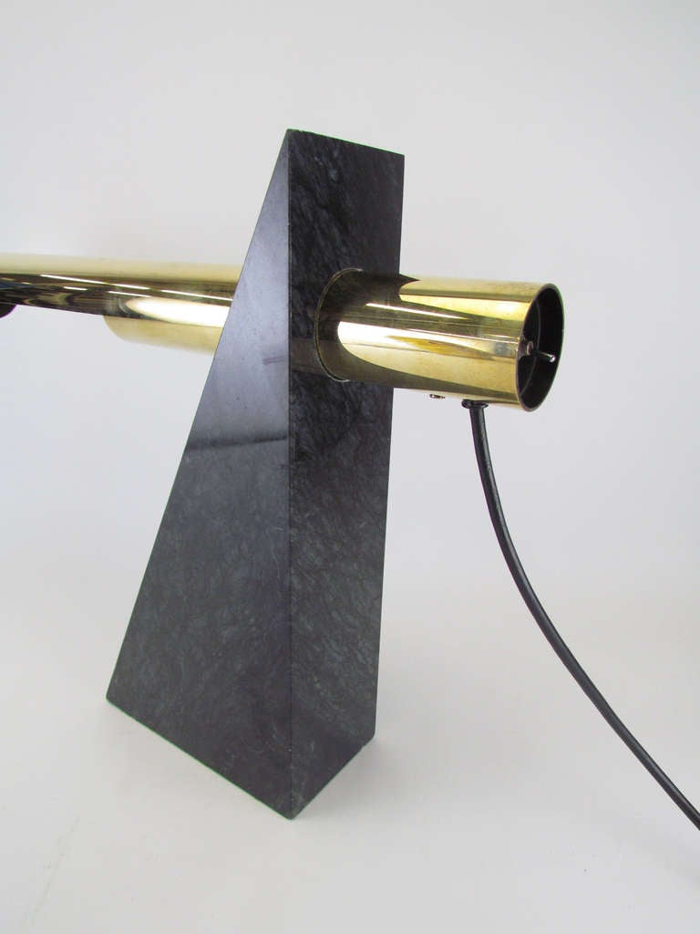 Marble and Brass Desk Lamp by Robert Sonneman In Good Condition In Peabody, MA