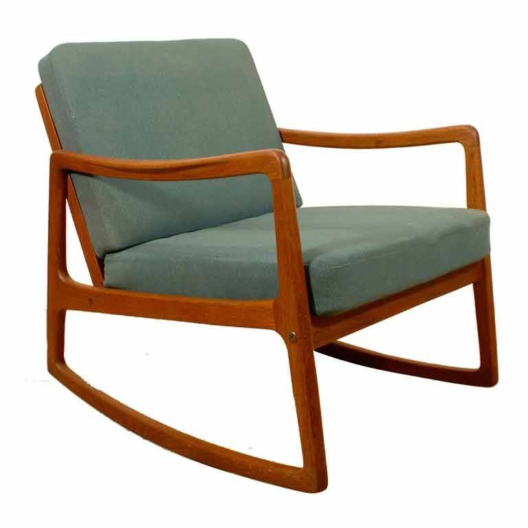 Danish Teak Rocking Chair by Ole Wanscher