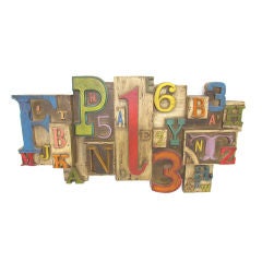 Vintage Modernist Wall Sculpture of Alphabetical Elements by Vanguard