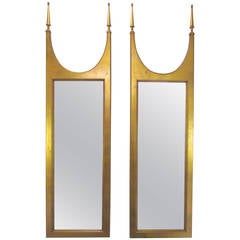 Pair of Hollywood Regency Gold Leaf Mirrors in the Manner of Tommi Parzinger