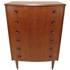 Danish Teak Bowfront Dresser With Rosewood Pulls ca. 1960s