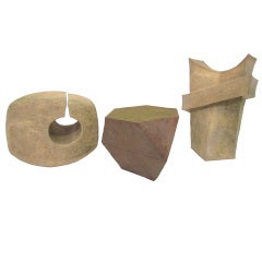 Set of Three Artist-Made Sculptural Garden Stools ca. 1960s