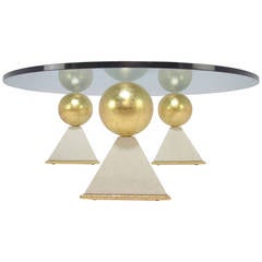 Unusual Custom Gold Leaf and Glass Coffee Table from Trump / Maples Estate