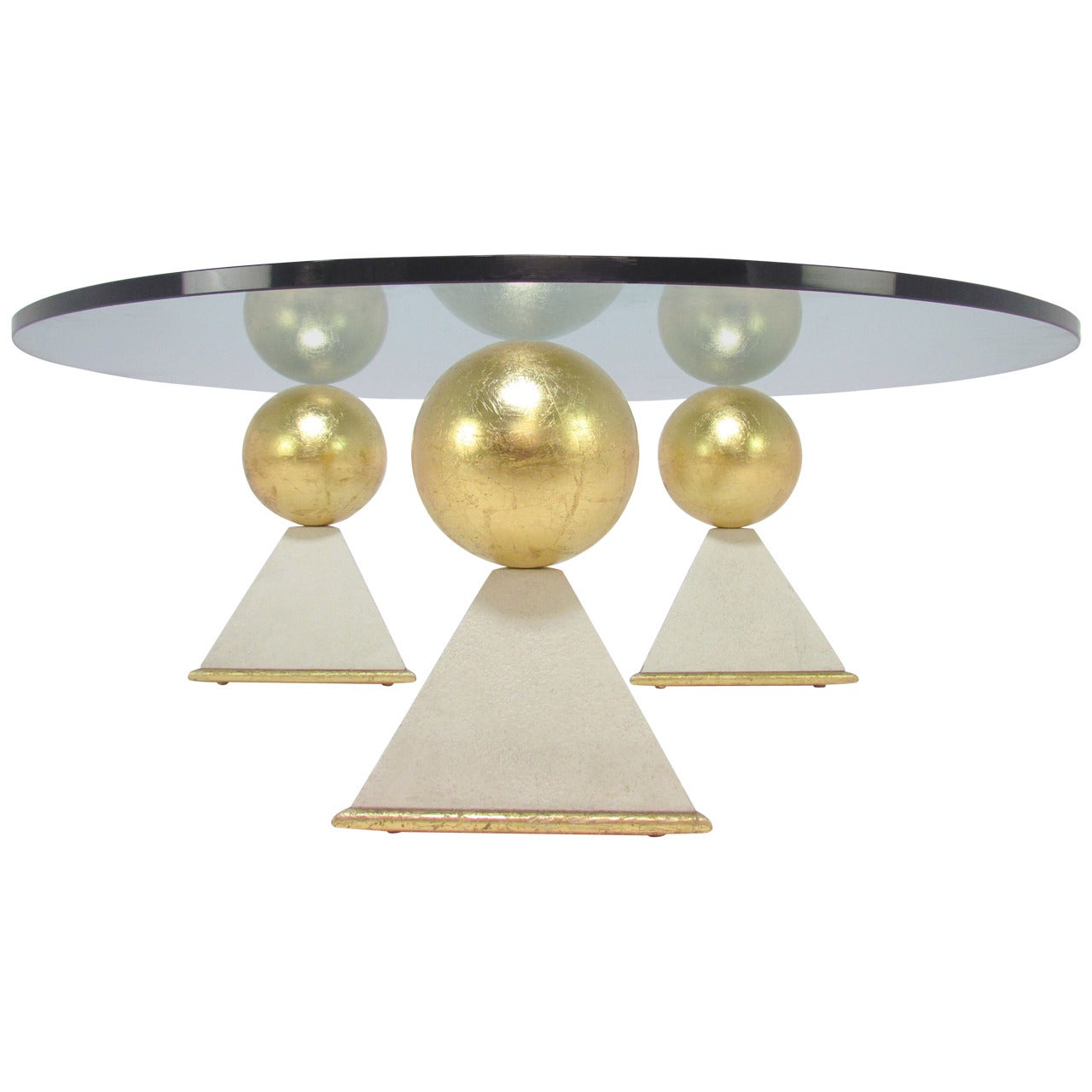 Unusual Custom Gold Leaf and Glass Coffee Table from Trump / Maples Estate