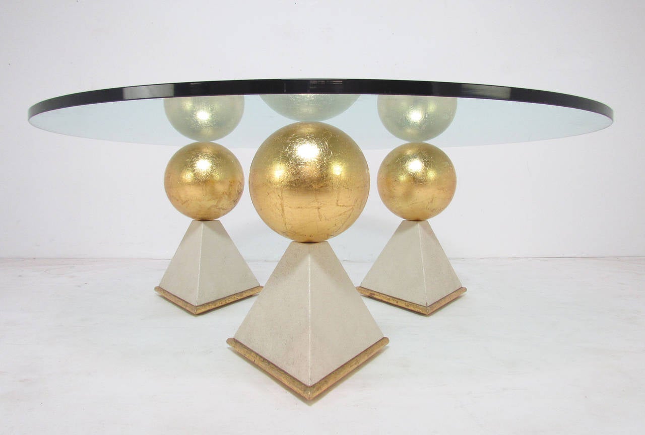 Post-Modern Unusual Custom Gold Leaf and Glass Coffee Table from Trump / Maples Estate