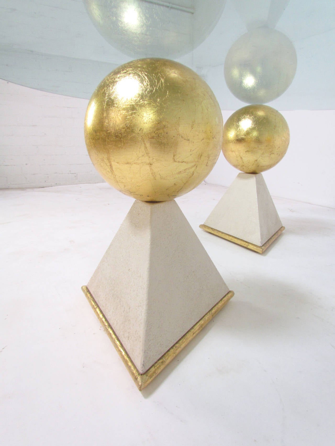 Late 20th Century Unusual Custom Gold Leaf and Glass Coffee Table from Trump / Maples Estate