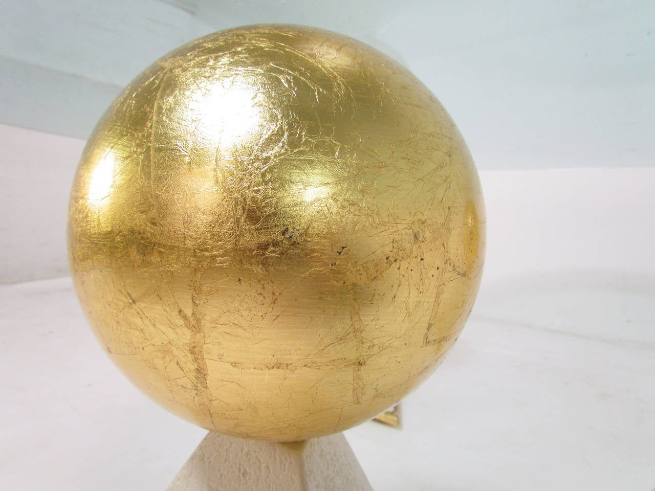 Gesso Unusual Custom Gold Leaf and Glass Coffee Table from Trump / Maples Estate
