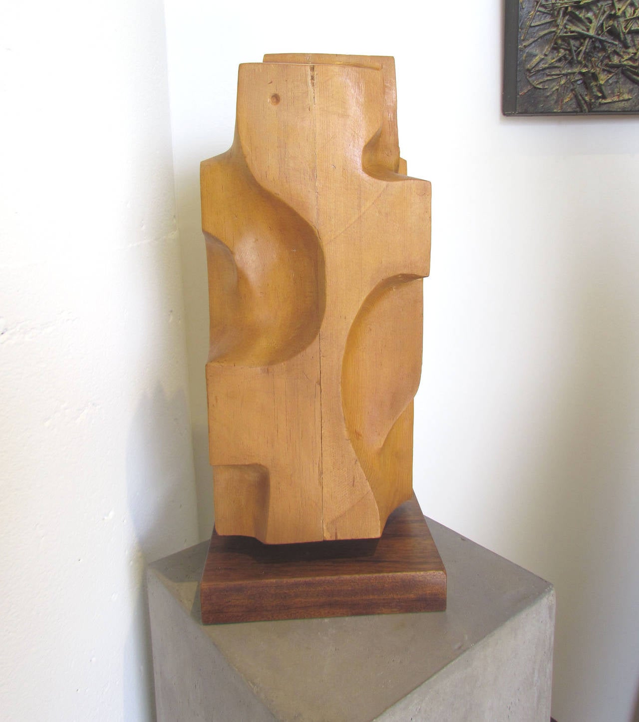Abstract Hand-Carved Wood Sculpture Signed and Dated 1971 In Excellent Condition In Peabody, MA