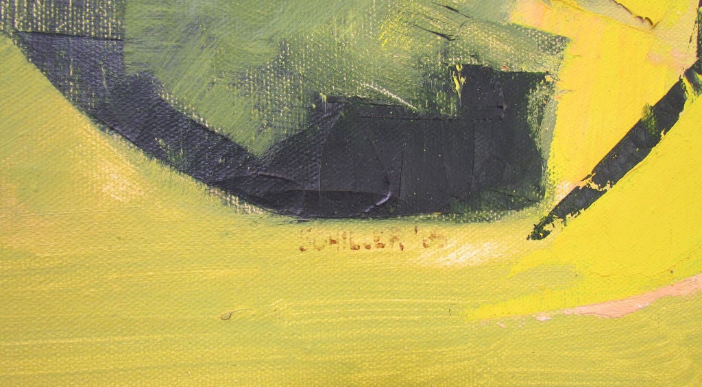 Mid-20th Century Abstract Oil Painting Signed Schiller, d. 1965