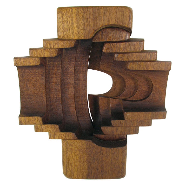 Abstract Carved Teak Sculpture by Brian Willsher