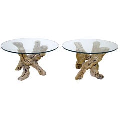 Pair of Modernist Driftwood End Tables, ca. 1950s