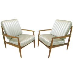 Pair of Danish Teak Lounge Chairs, Grete Jalk for France & Sons
