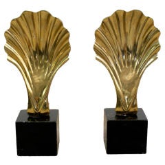 Pair of  Modernist Brass Andirons in Rococo Style, ca. 1950s