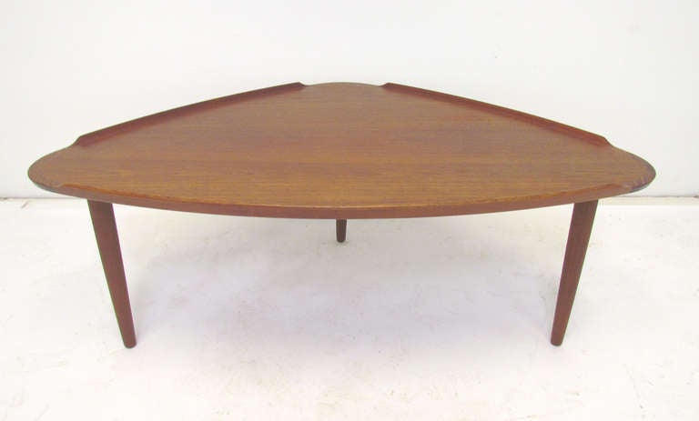 Danish Teak Tripod Coffee Table by Aakjaer Jorgensen